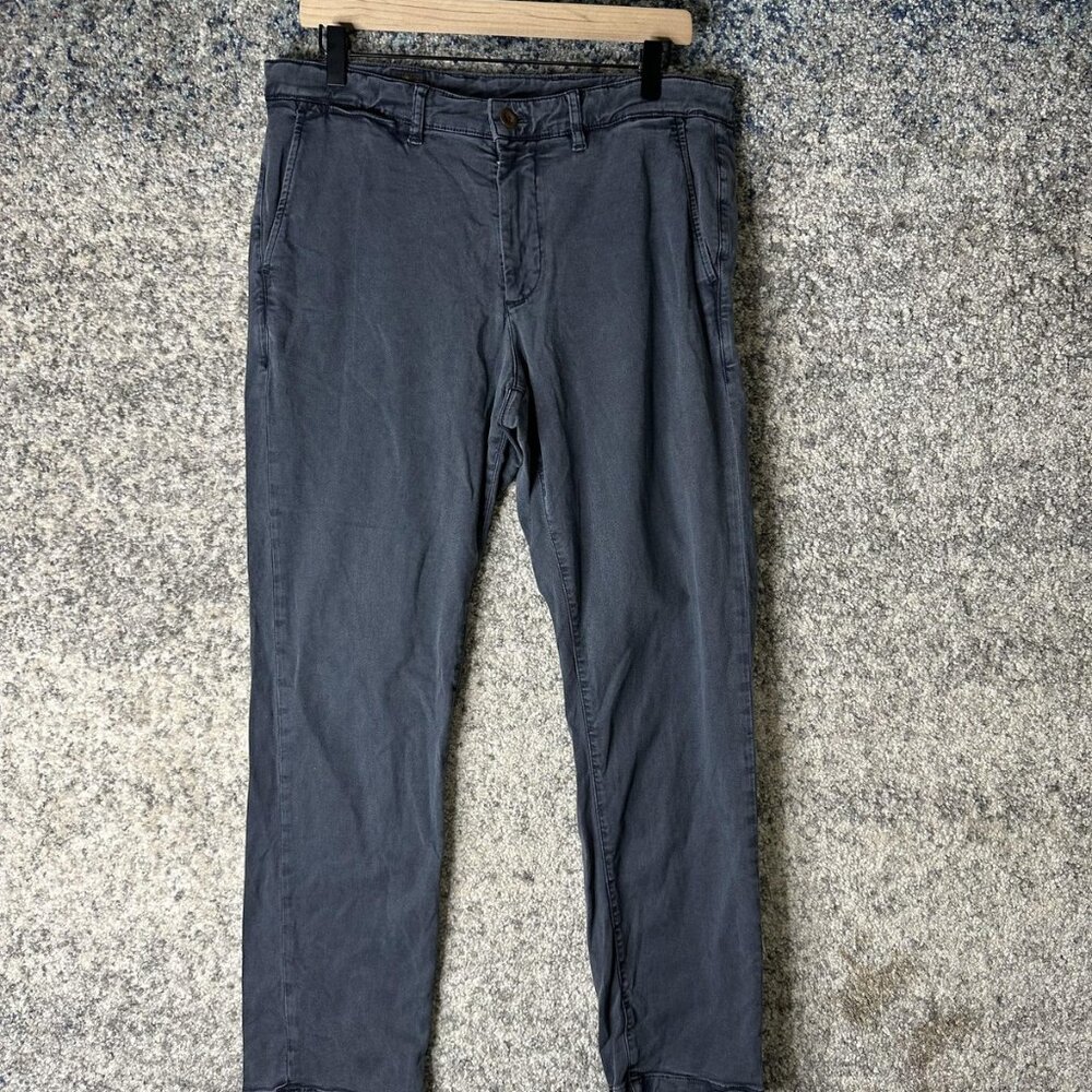 Pants Mens 33x30 Blue Tailored Fit Stretch Chino Straight Leg Casual Pockets